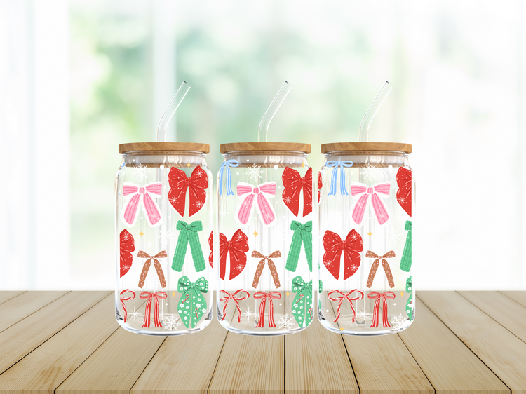 Christmas Coquette UV DTF 16oz. Libby Glass DTF Wrap