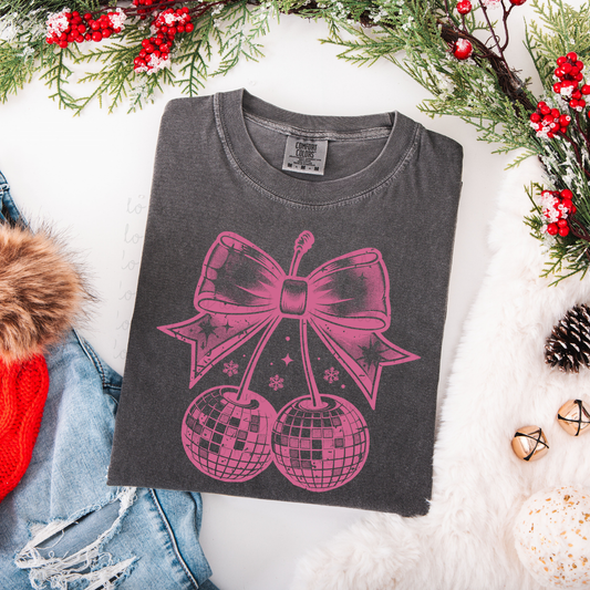 Pink Christmas Cherries DTF Transfer