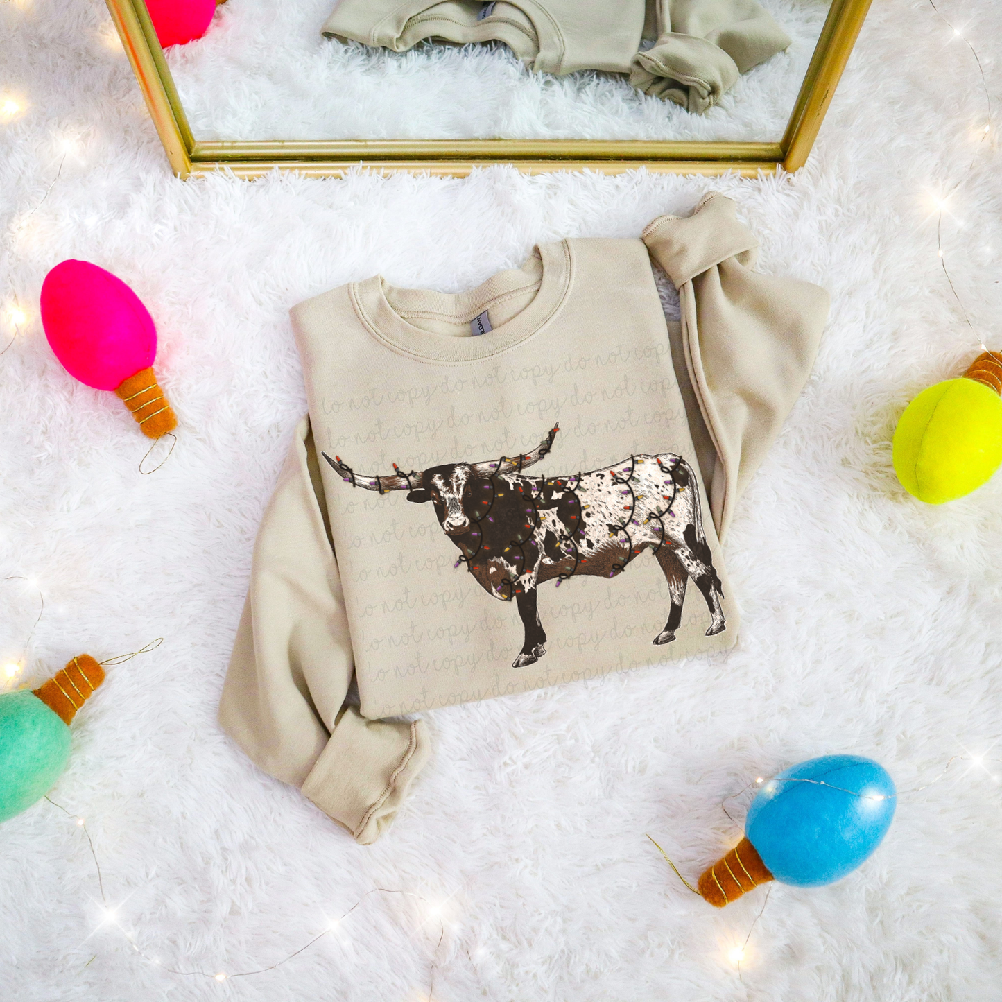 Christmas Longhorn DTF Transfer