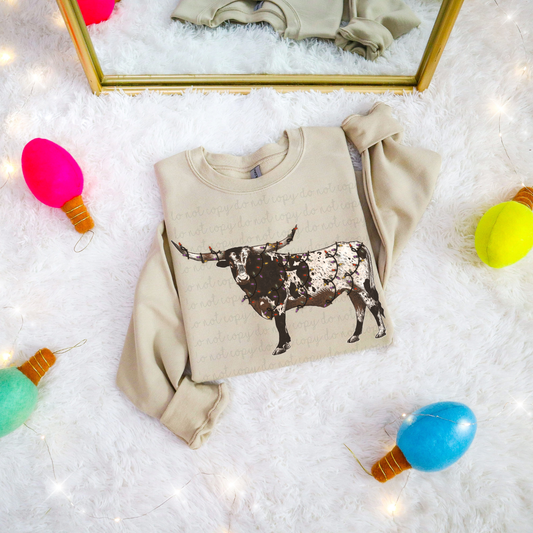 Christmas Longhorn DTF Transfer