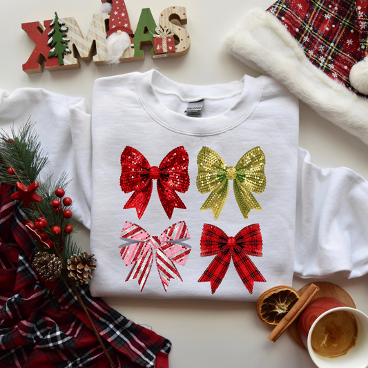 Christmas Sequin Bow Collage DTF Transfer