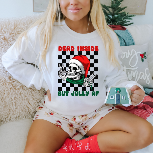 Checkered Dead Inside But Jolly AF DTF Transfer