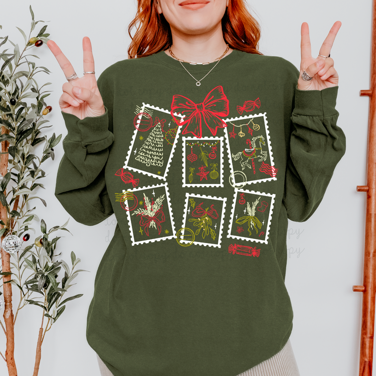 Bow Christmas Stamps DTF Transfer