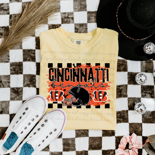 Checkered Cincinnatti Bengals DTF Transfer