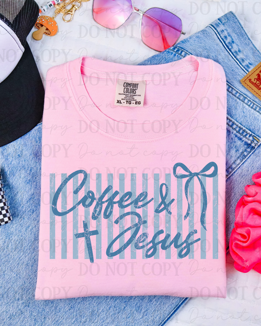 Coffee & Jesus Blue DTF Transfer