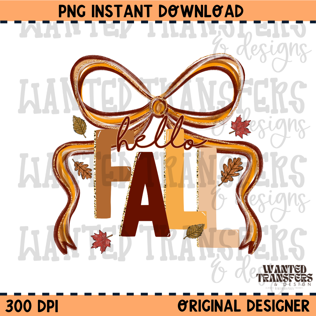 Coquette Hello Fall PNG Digital Download