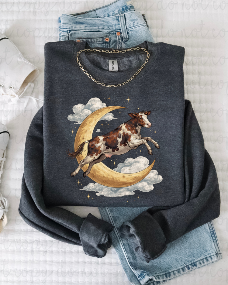 Cow And Moon DTF Transfer