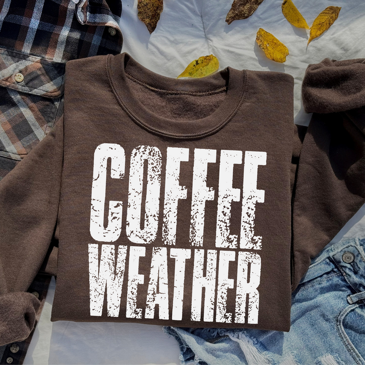 Coffee Weather Grunge Fall Single Color Screen Print Transfer