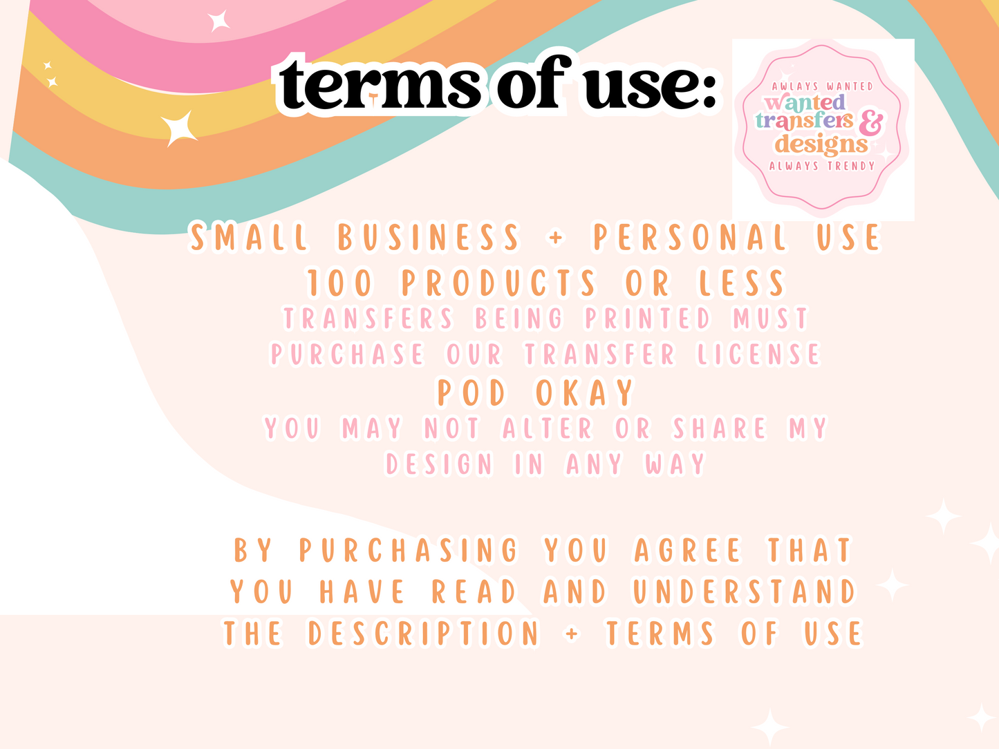 a poster with a rainbow wave and text that says, items of use small business