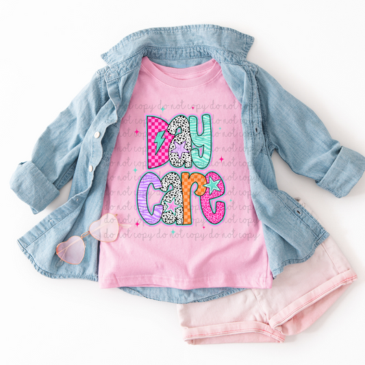 Daycare Retro Pink Stars DTF Transfers