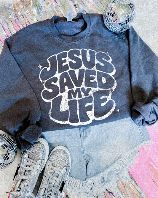 Distressed Jesus Saved My Life (White) DTF Transfer