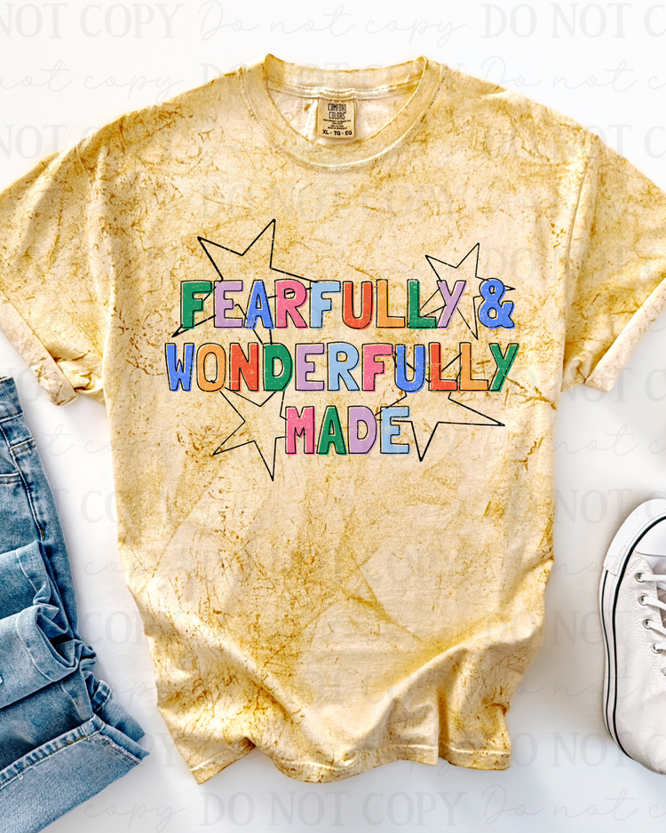 Distressed Fearfully & Wonderfully Made Stars (Black) DTF Transfer