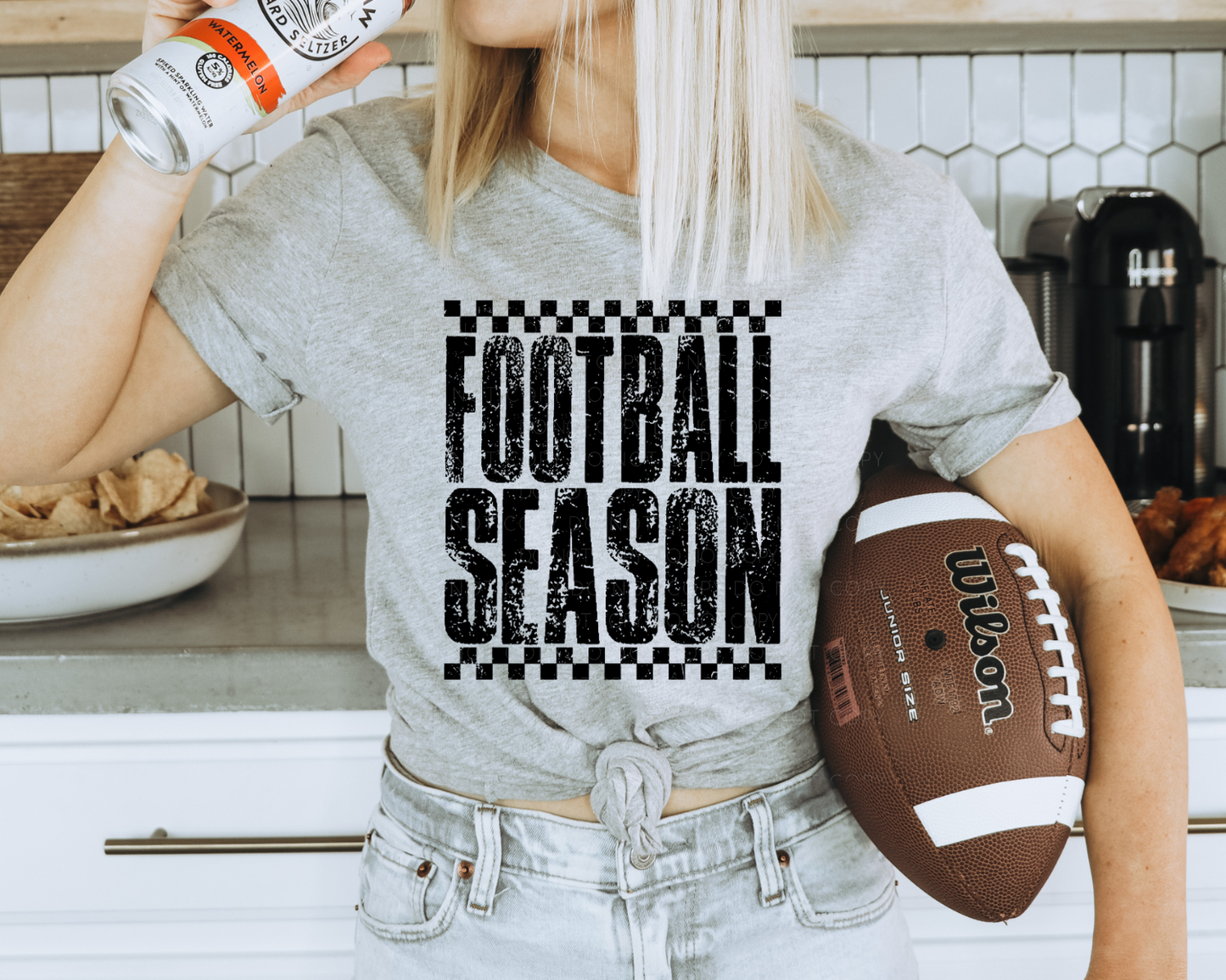 Distressed Football Season Black DTF Transfer