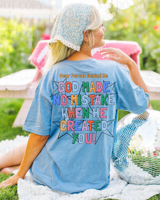 Distressed God Made No Mistake Stars (Black) DTF Transfer