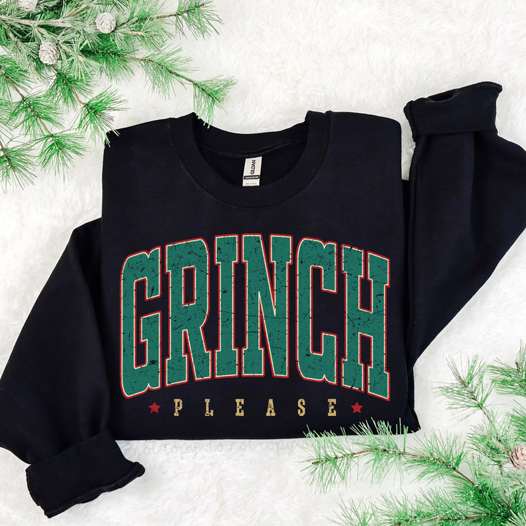 Distressed Grinch Please DTF Transfer