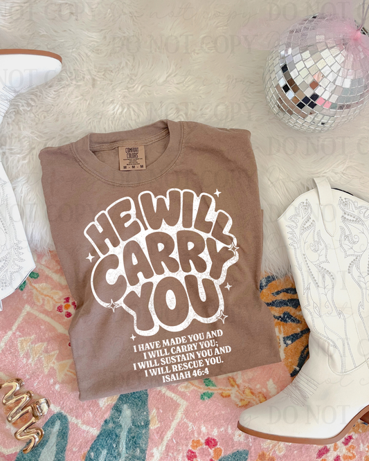 Distressed He Will Carry You Verse (White) DTF Transfer