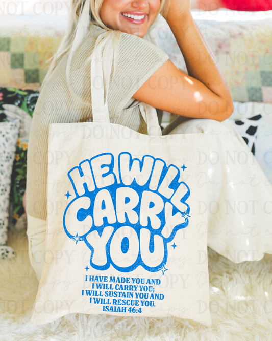 Distressed He Will Carry You Verse (Blue) DTF Transfer