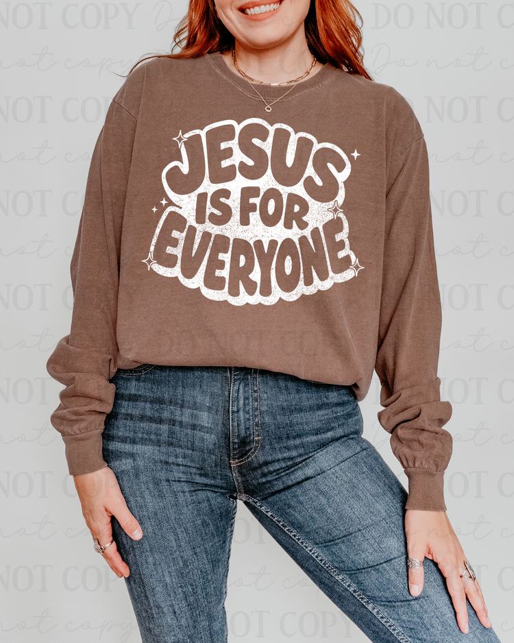 Distressed Jesus Is For Everyone (White) DTF Transfer