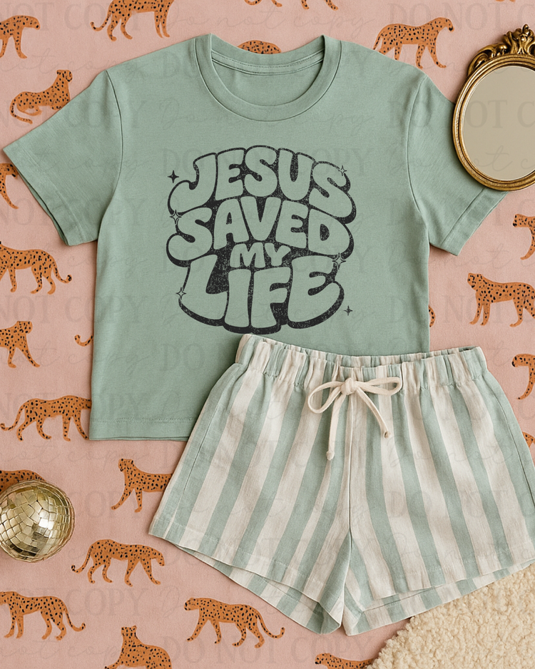 Distressed Jesus Saved My Life (Black) DTF Transfer