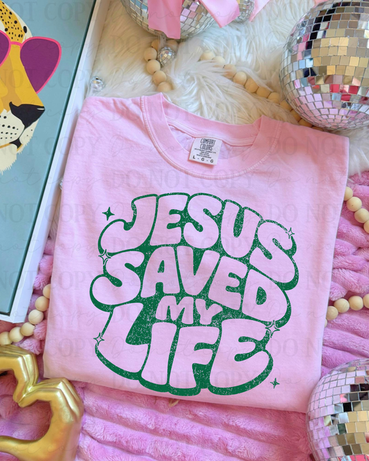 Distressed Jesus Saved My Life (Green) DTF Transfer