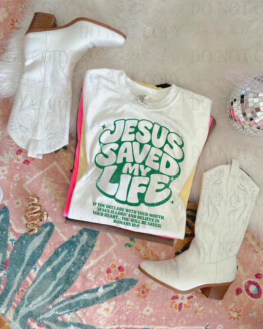 Distressed Jesus Saved My Life Verse (Green) DTF Transfer