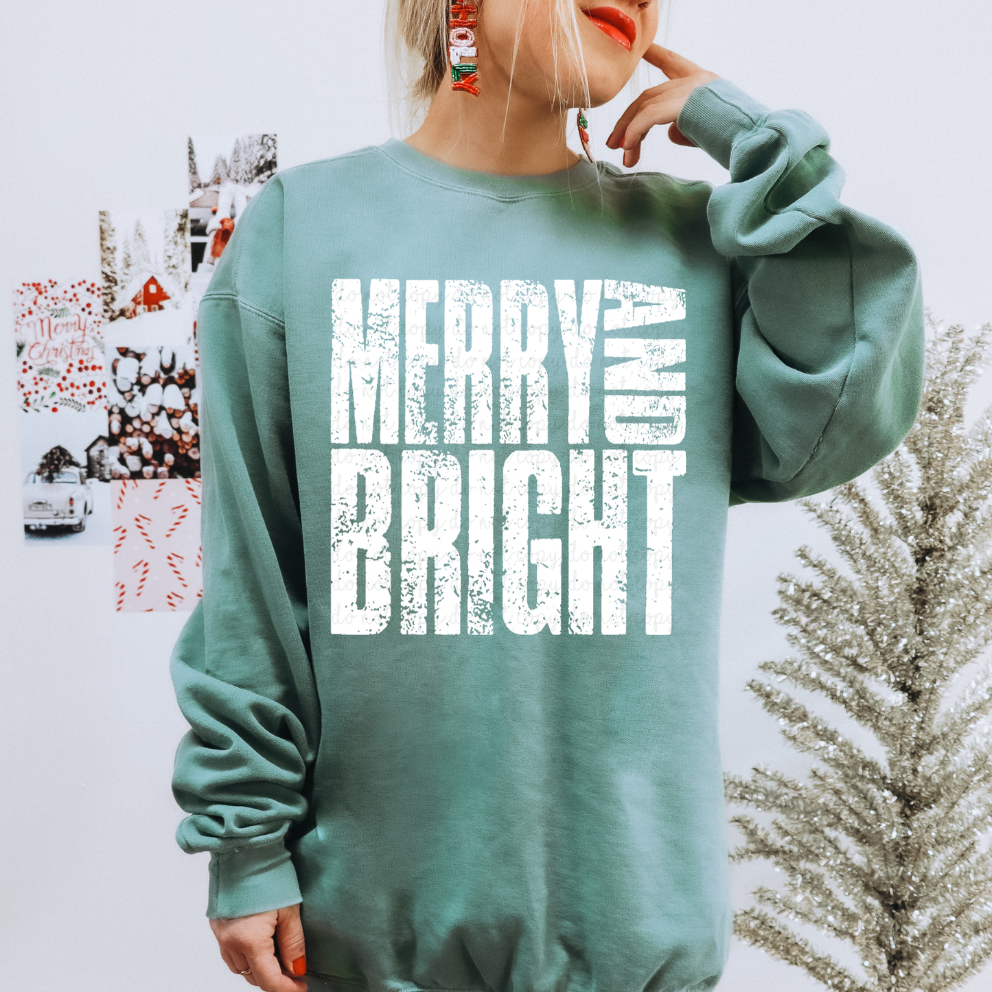 Distressed Merry And Bright DTF Transfer