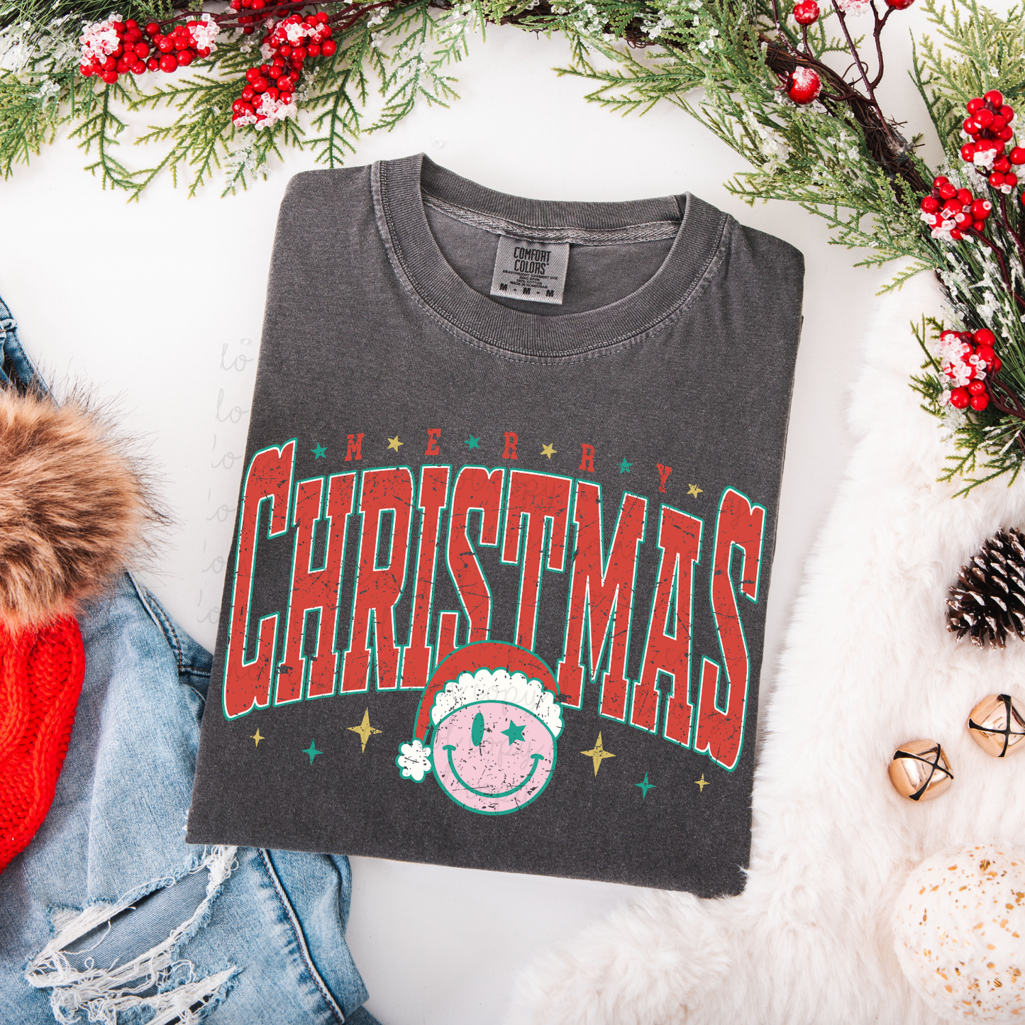 Distressed Retro Merry Christmas DTF Transfer