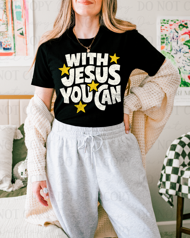 Distressed With Jesus You Can (White) DTF Transfer
