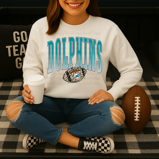 Dolphins Leopard Print Football DTF Transfers