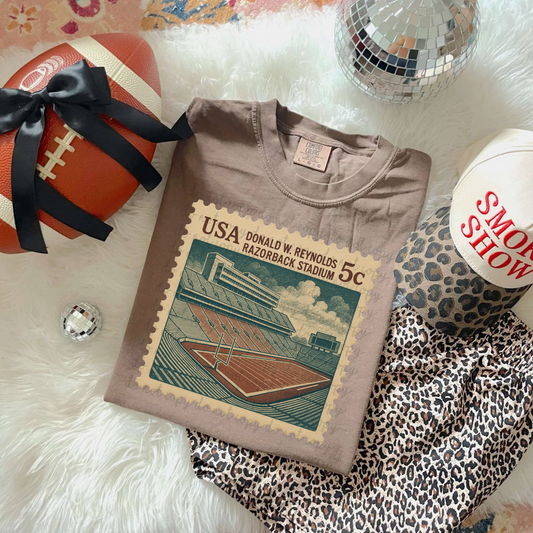 Vintage Stamp Donald W. Reynolds Razorback Stadium DTF Transfer