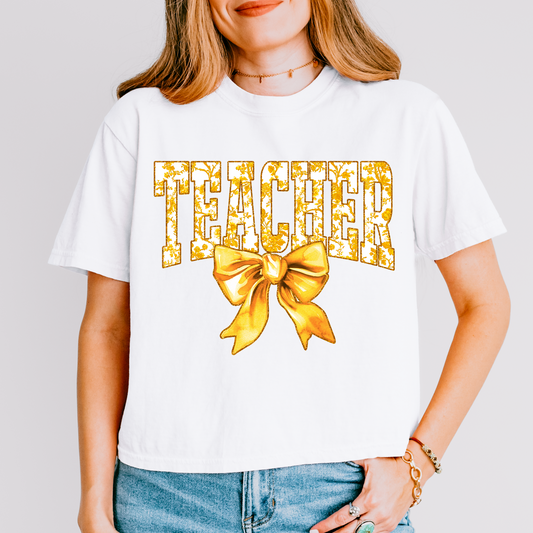 Yellow Floral Teacher DTF Transfer