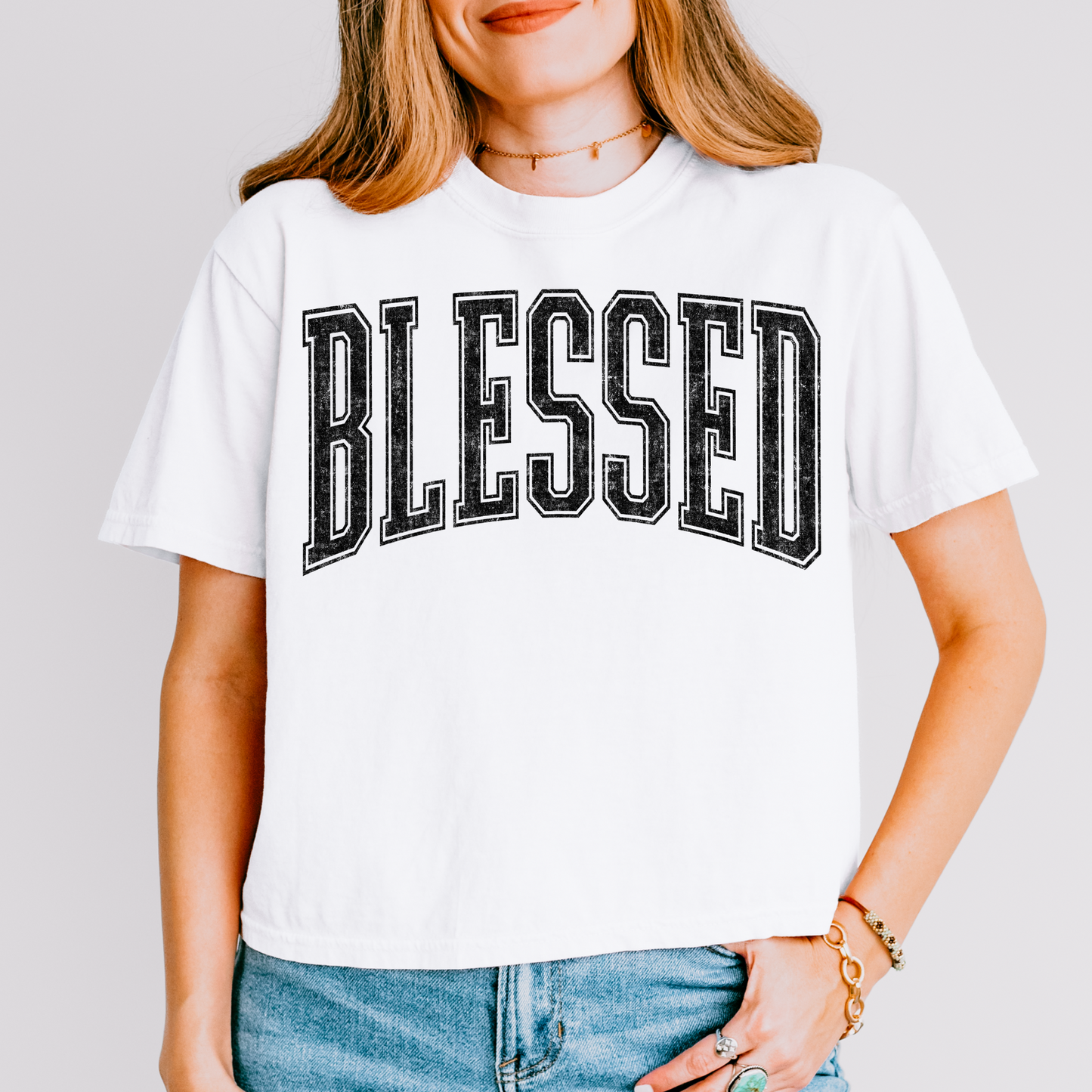 Varsity Blessed Black DTF Transfer