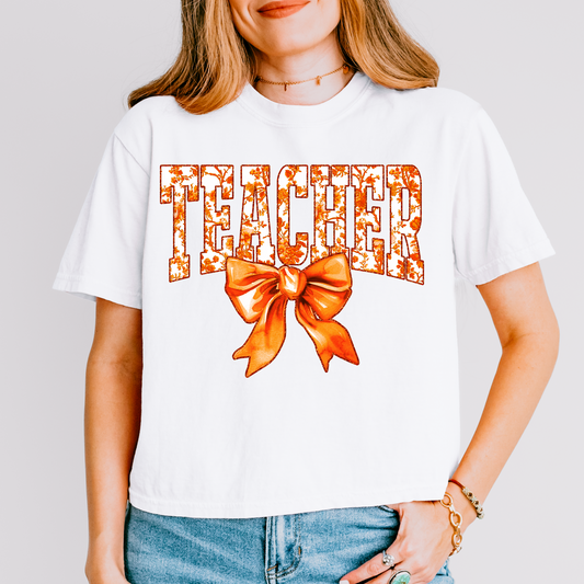 Orange Floral Teacher DTF Transfer