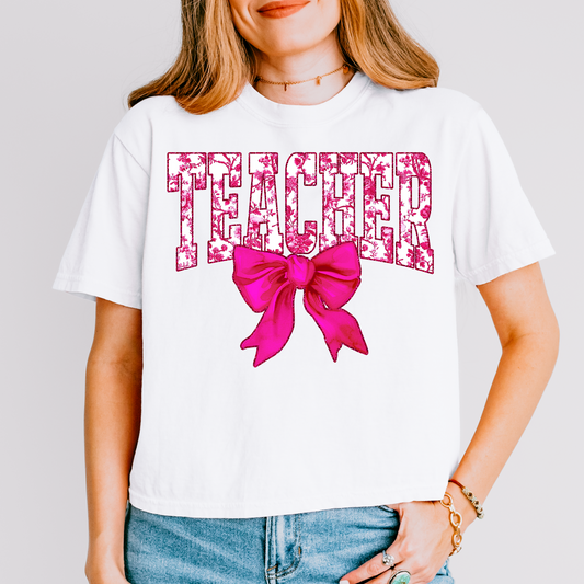 Hot Pink Floral Teacher DTF Transfer