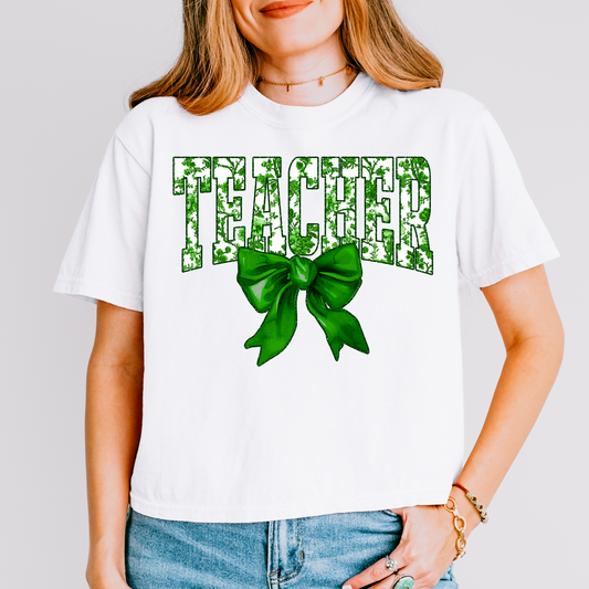 Green Floral Teacher DTF Transfer