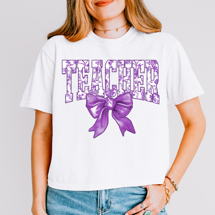 Purple Floral Teacher DTF Transfer