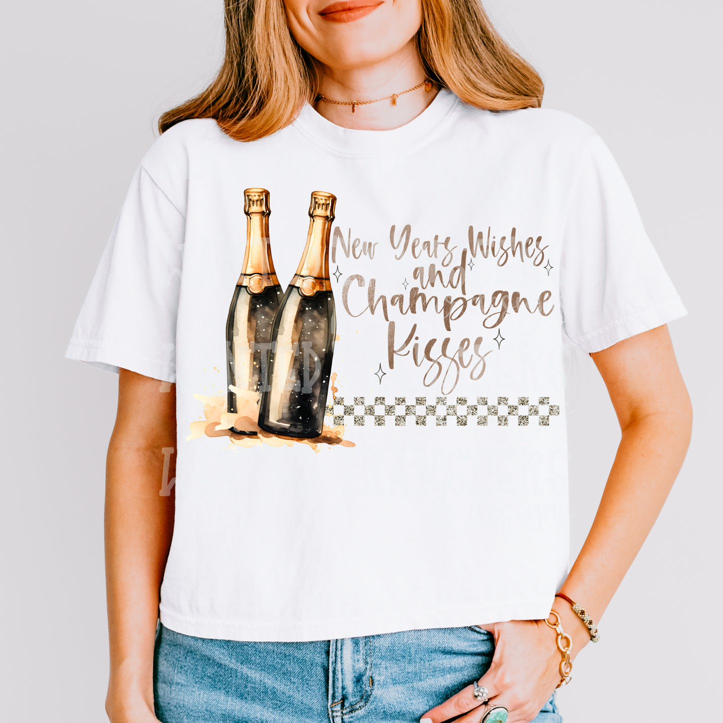 New Years Wishes and Champagne Kisses Exclusive Sublimation Transfer