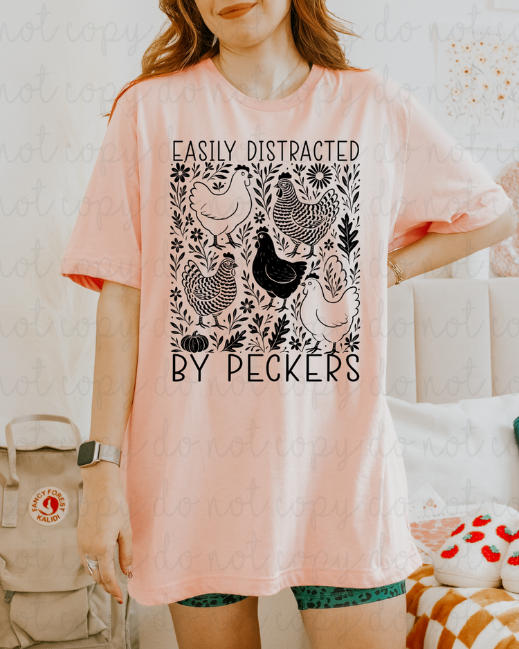 Easily Distracted By Peckers (Black) DTF Transfer