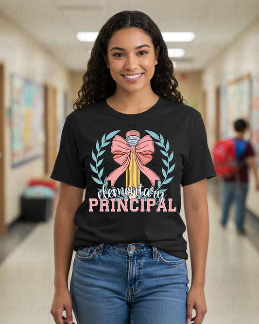 Elementary Principal Coquette School Pencil DTF Transfer