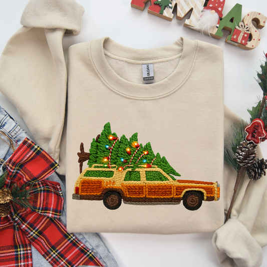 Faux Yarn Christmas Vacation Car DTF Transfer