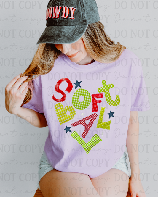 Faux Fabric Softball DTF Transfer