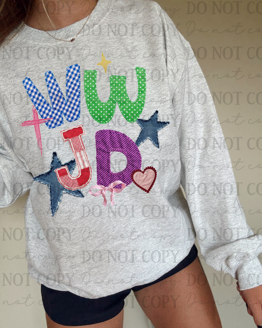 Faux Fabric WWJD DTF Transfer