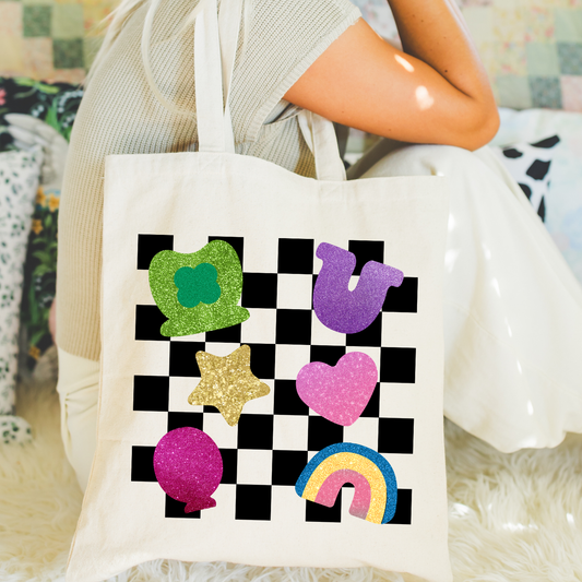 Checkered Faux Glitter Charms DTF Transfer