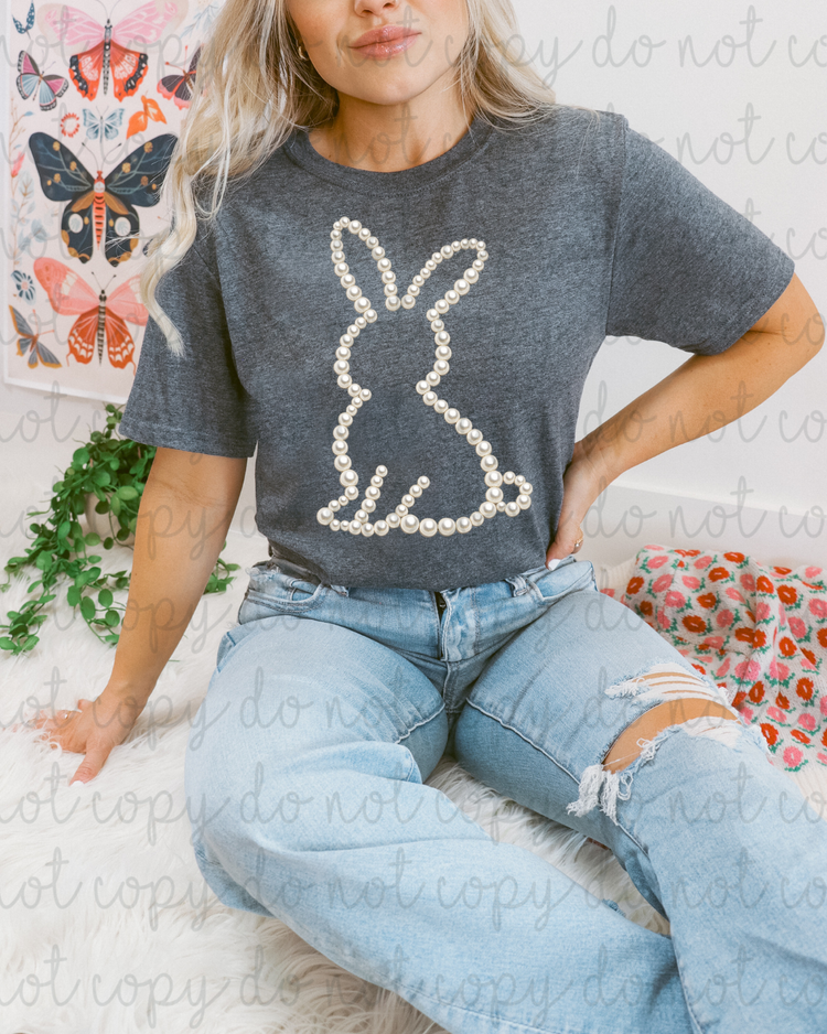 Faux Pearl Bunny DTF Transfer