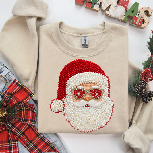 Faux Pearls Santa DTF Transfer