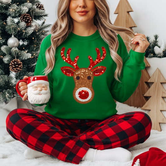 Faux Sequin Reindeer DTF Transfer