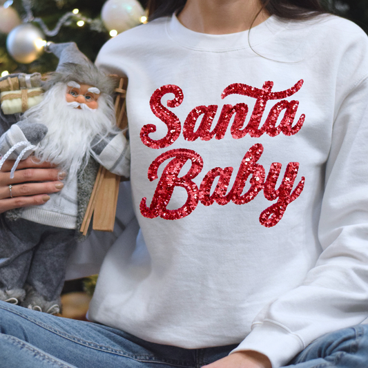Faux Sequin Santa Baby DTF Transfer