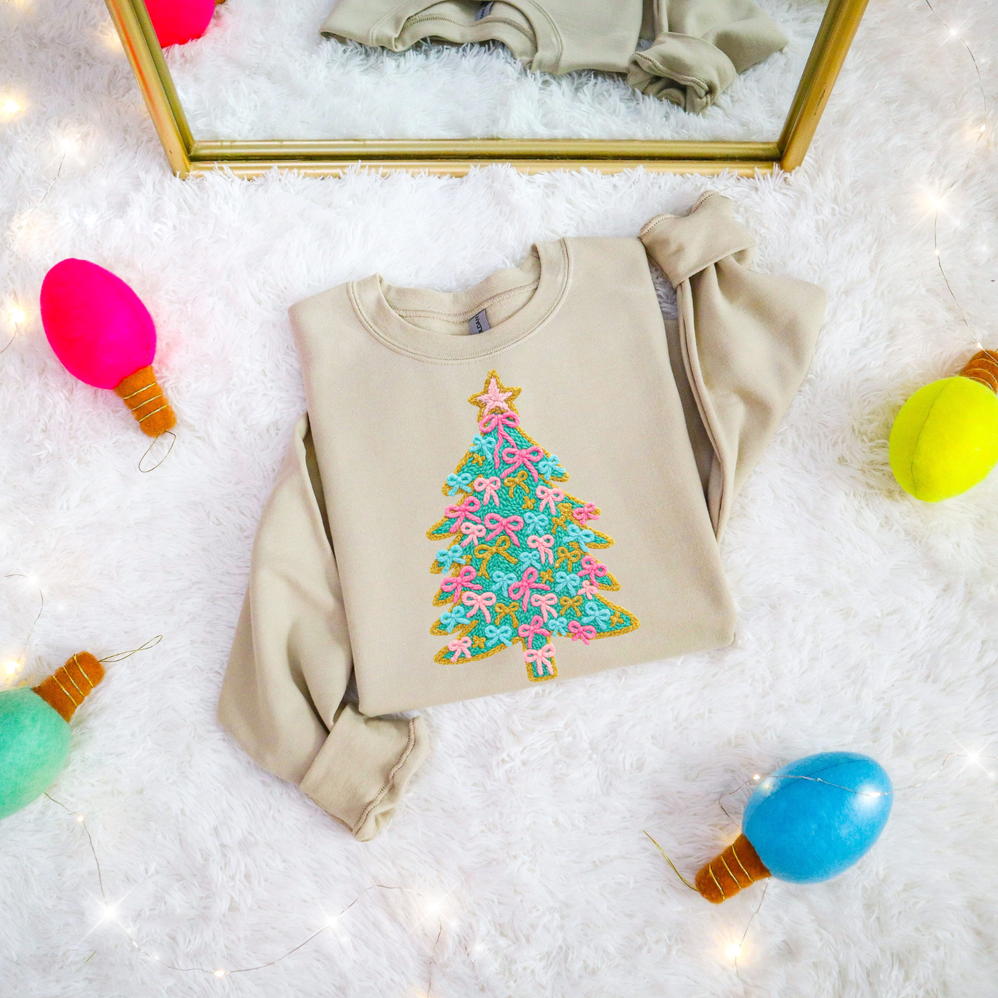 Faux Yarn Bow Christmas Tree DTF Transfer