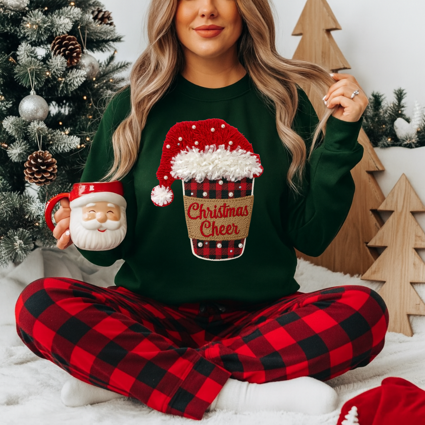 Faux Yarn Christmas Cheer Coffee DTF Transfer