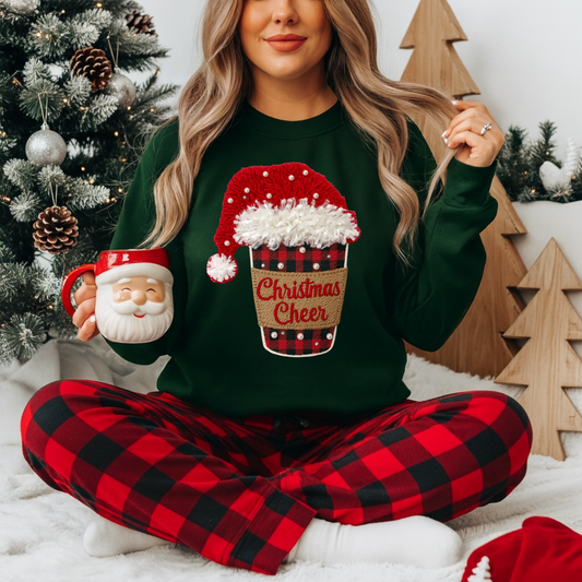 Faux Yarn Christmas Cheer Coffee DTF Transfer